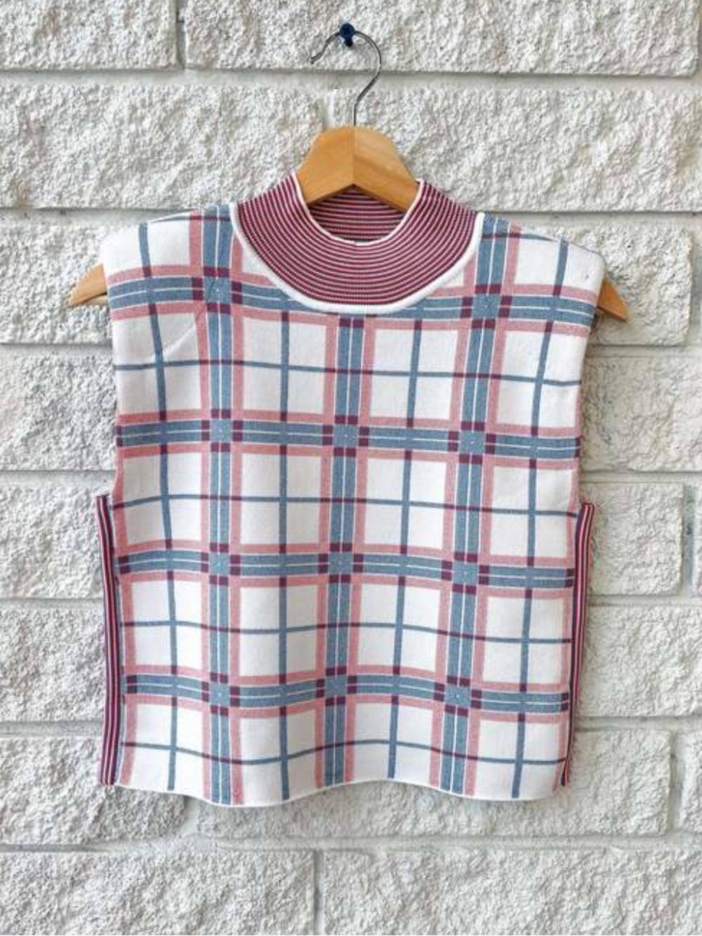 Veronica Beard michler knit tank in plaid